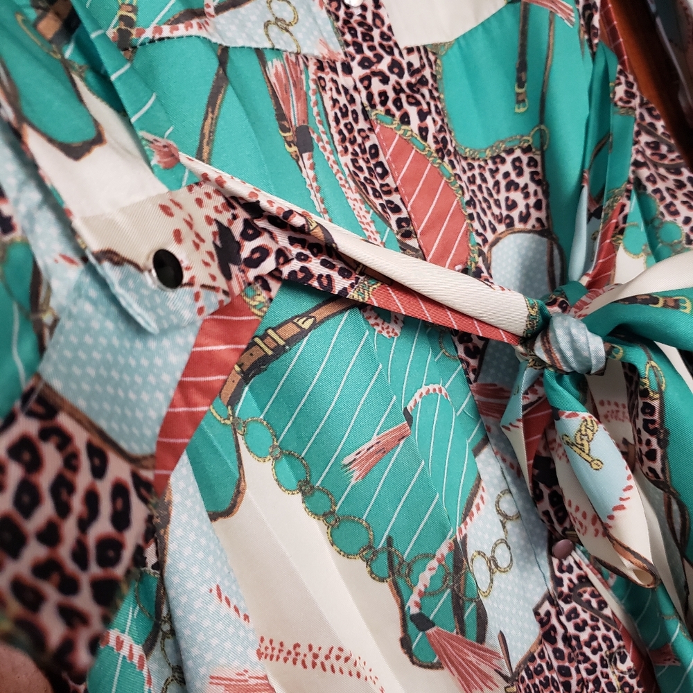 Leopard Chain Green Dress- L